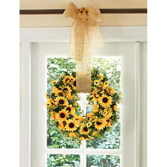 Sunflower Wreath for Front Door 18 Inch Summer Wreath Door Wreaths Wall Decor-Yellow