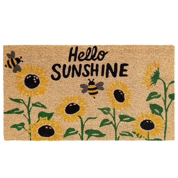 Sunflower Coir Doormat 30x17 Inch, Sunshine Outdoor Welcome Mat for Outside