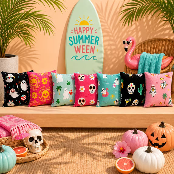 Summerween 18"x18" Plush Decorative Pillow, Summer Chills